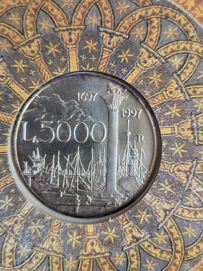 イタリア共和国　カナレット生誕300周年記念　5000リレ銀貨　1997