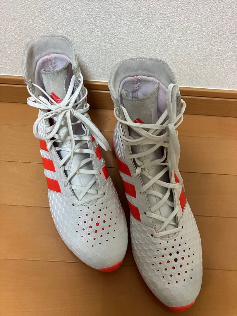 美品　adidas ボクシングシューズ ホワイト/レッド　リングシューズ
