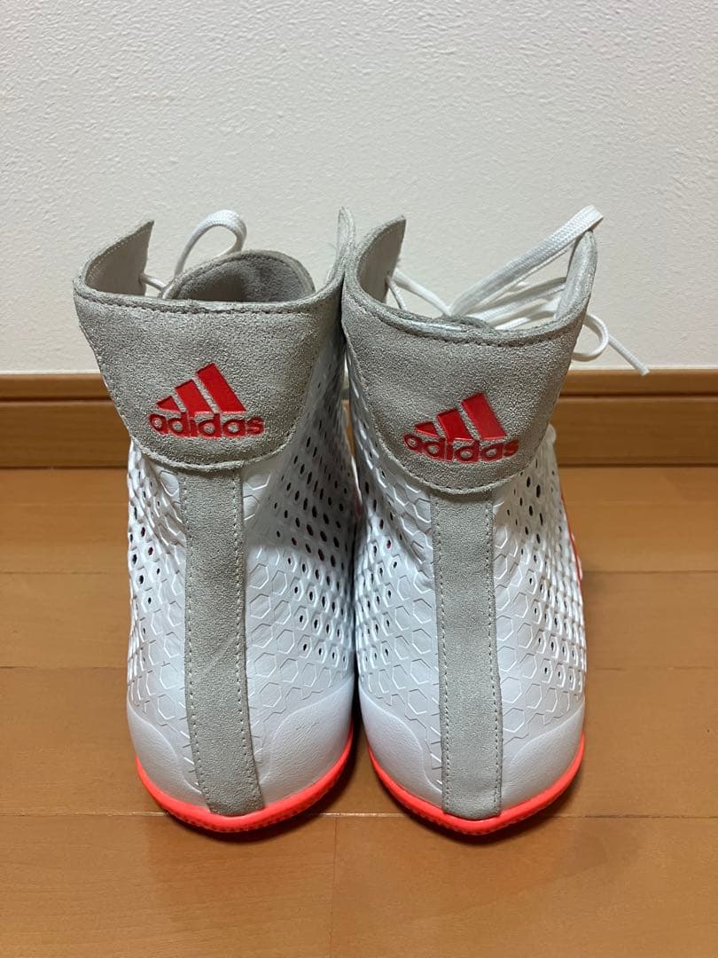 美品　adidas ボクシングシューズ ホワイト/レッド　リングシューズ