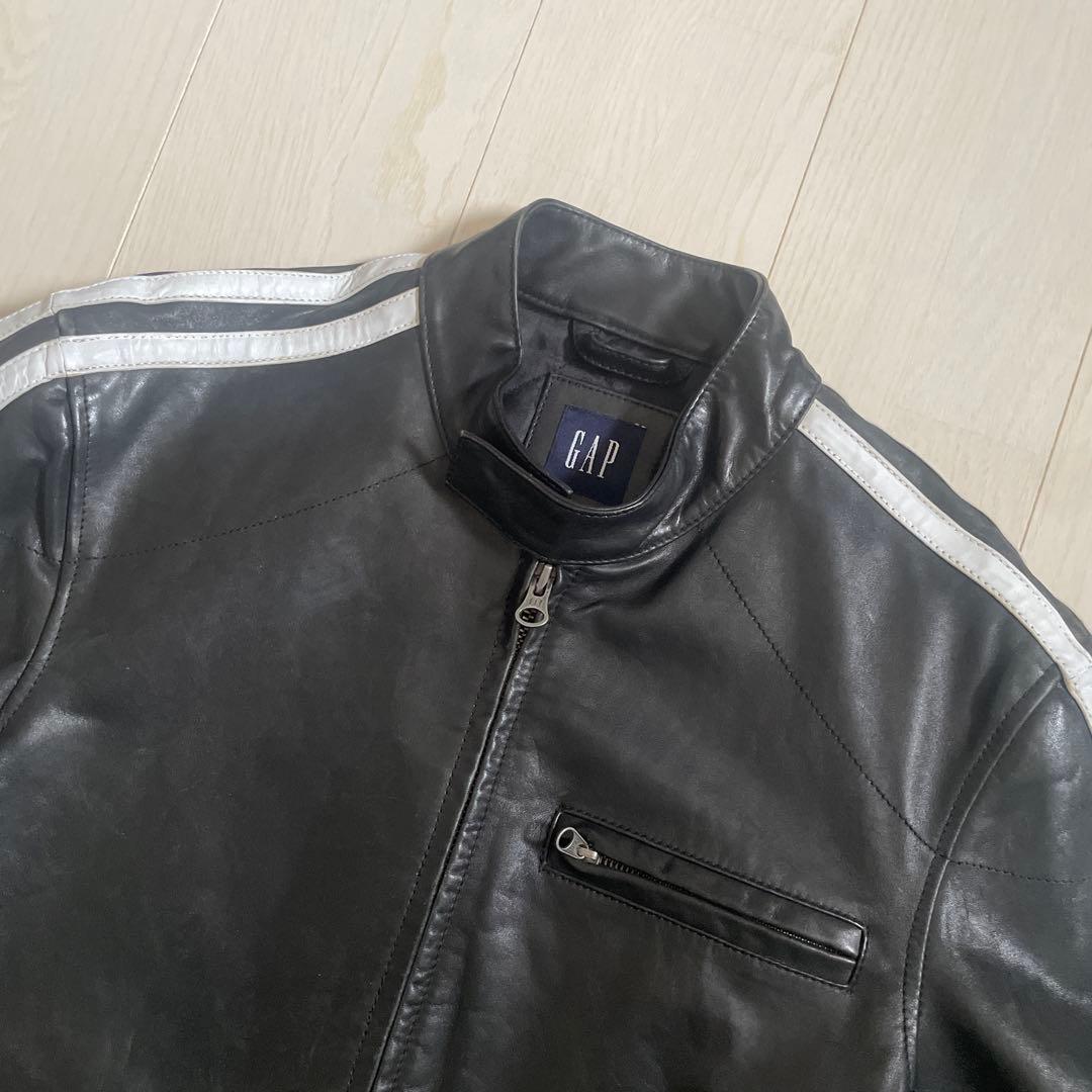 OLD GAP 00' シングルライダースジャケット　サイドライン　本革　M