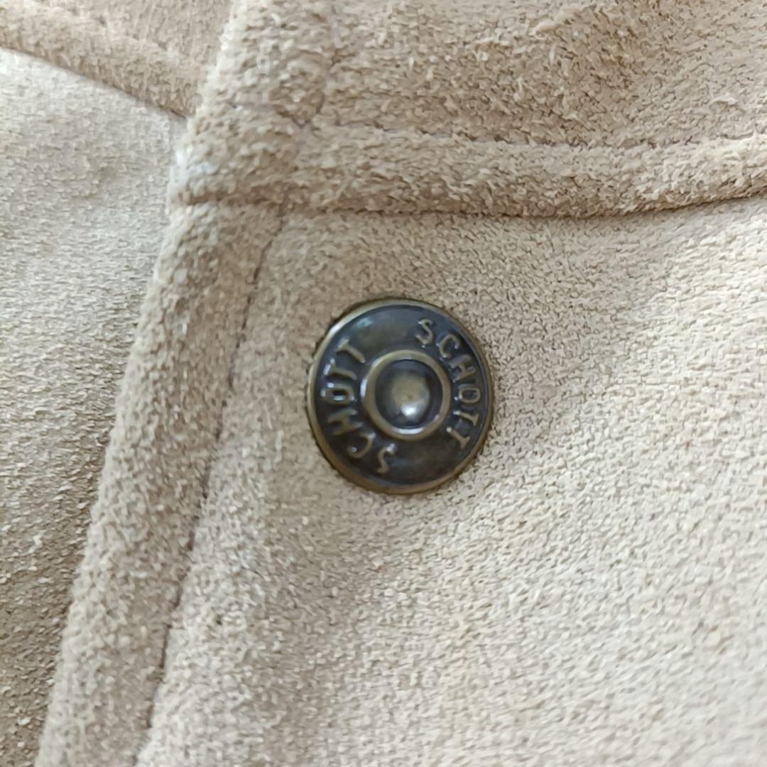 極希少✨Schott スウェード レザージャケット USA製 牛革 ベージュ L