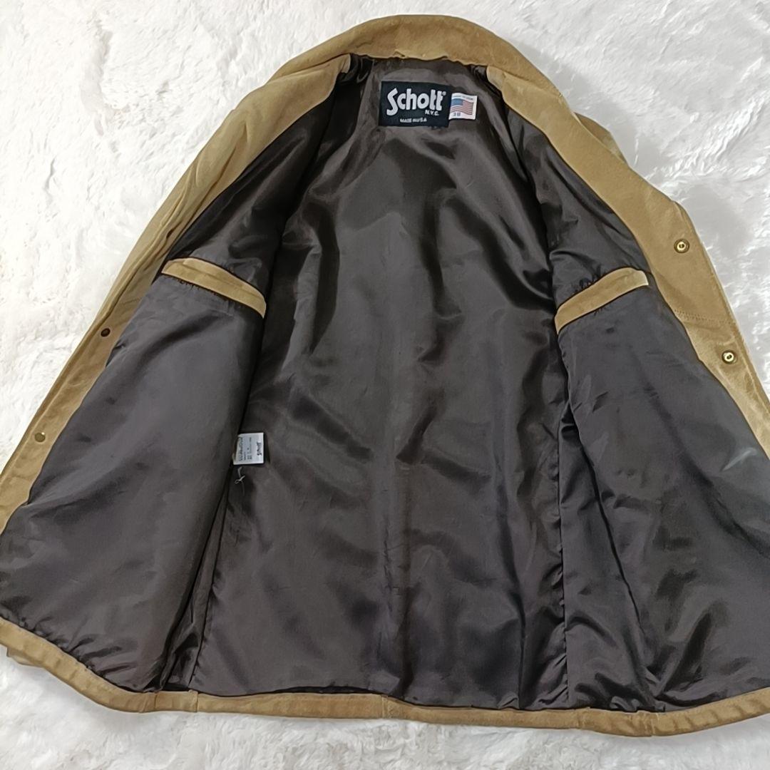 極希少✨Schott スウェード レザージャケット USA製 牛革 ベージュ L