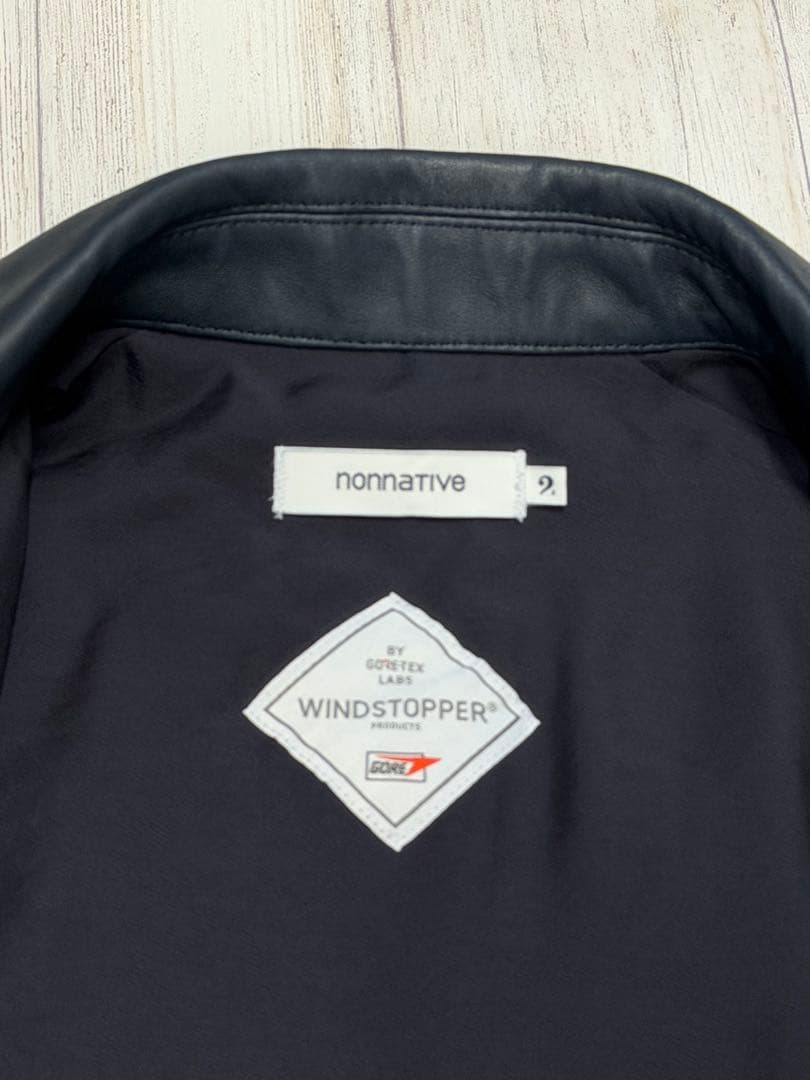 最終価格 【nonnative】レザージャケット スタンドカラー ネイビー