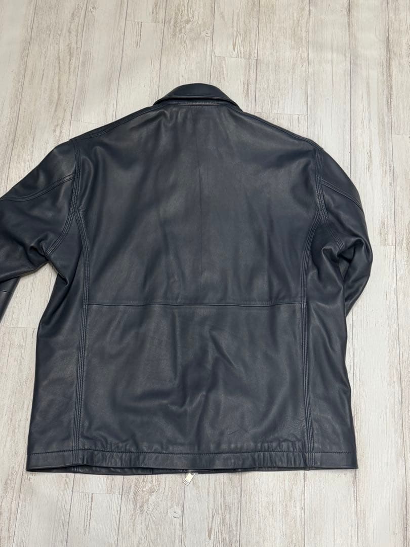 最終価格 【nonnative】レザージャケット スタンドカラー ネイビー
