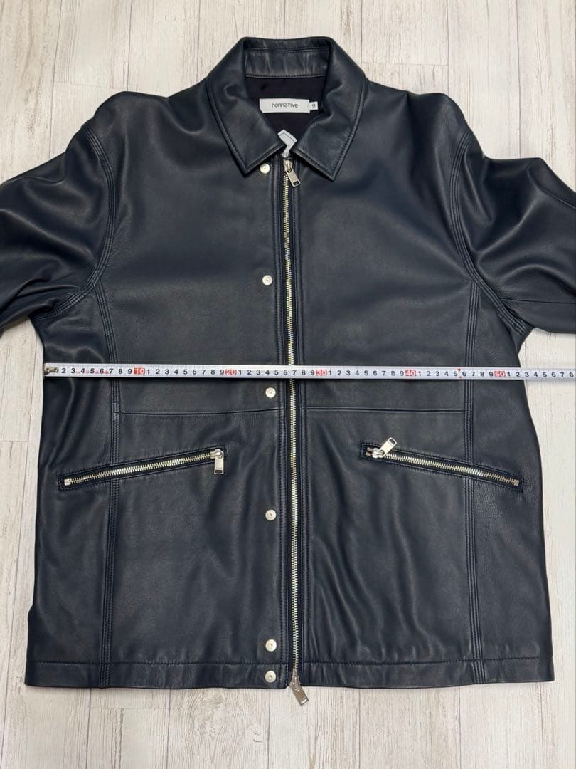 最終価格 【nonnative】レザージャケット スタンドカラー ネイビー
