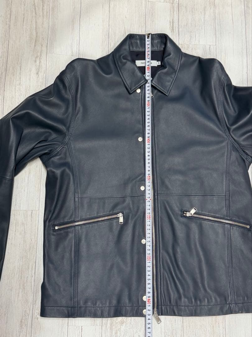 最終価格 【nonnative】レザージャケット スタンドカラー ネイビー