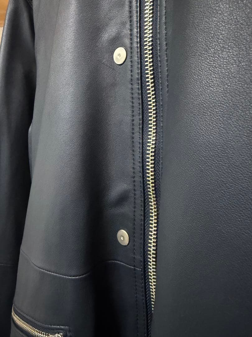 最終価格 【nonnative】レザージャケット スタンドカラー ネイビー