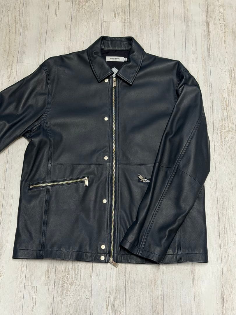 最終価格 【nonnative】レザージャケット スタンドカラー ネイビー