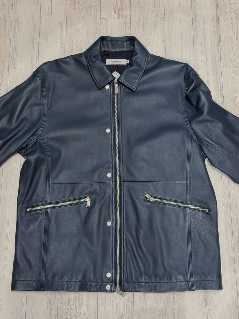 最終価格 【nonnative】レザージャケット スタンドカラー ネイビー