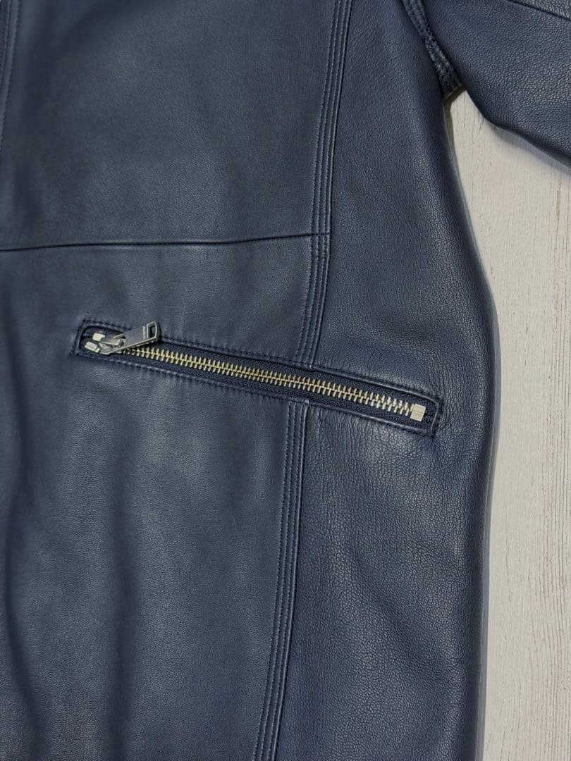 最終価格 【nonnative】レザージャケット スタンドカラー ネイビー