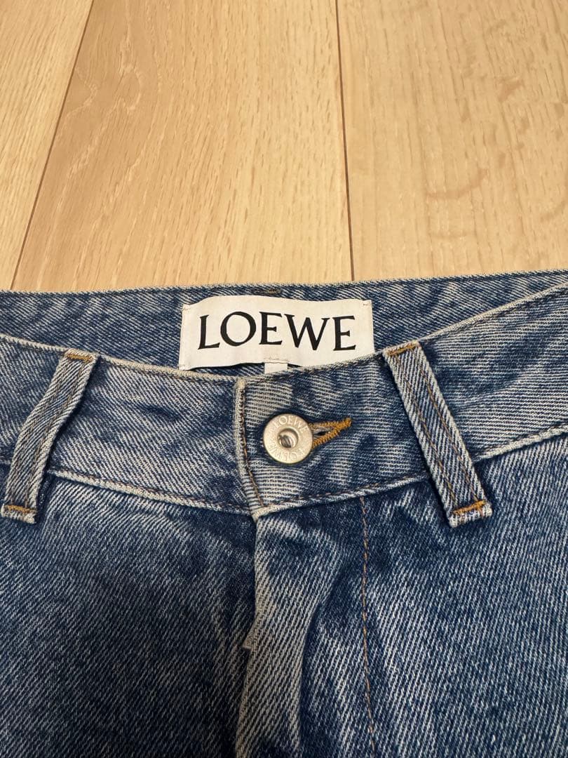 LOEWE ロエベ刺繍デザイン ワイドレッグデニムパンツ 36