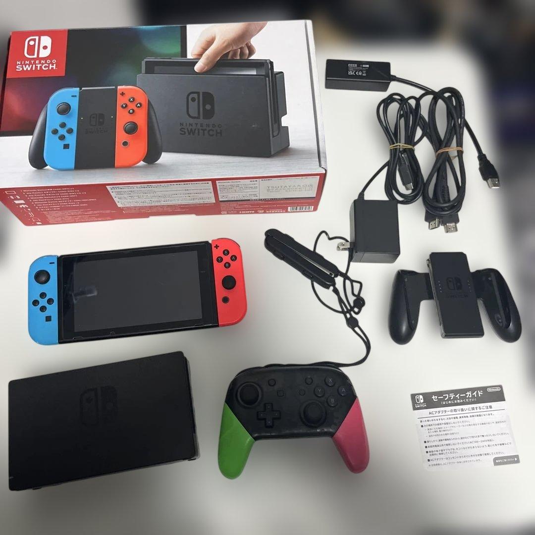 Nintendo Switch 本体 赤/青 ジョイコンプロコン、有線ポート付き