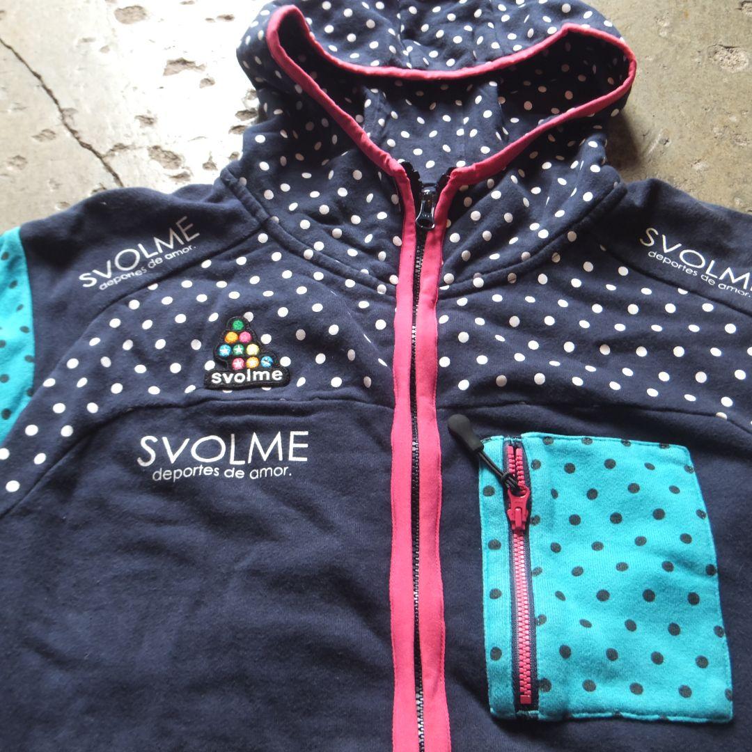 SVOLME フード付きスウェットパーカーセットアップ　上下　ネイビー/ドット