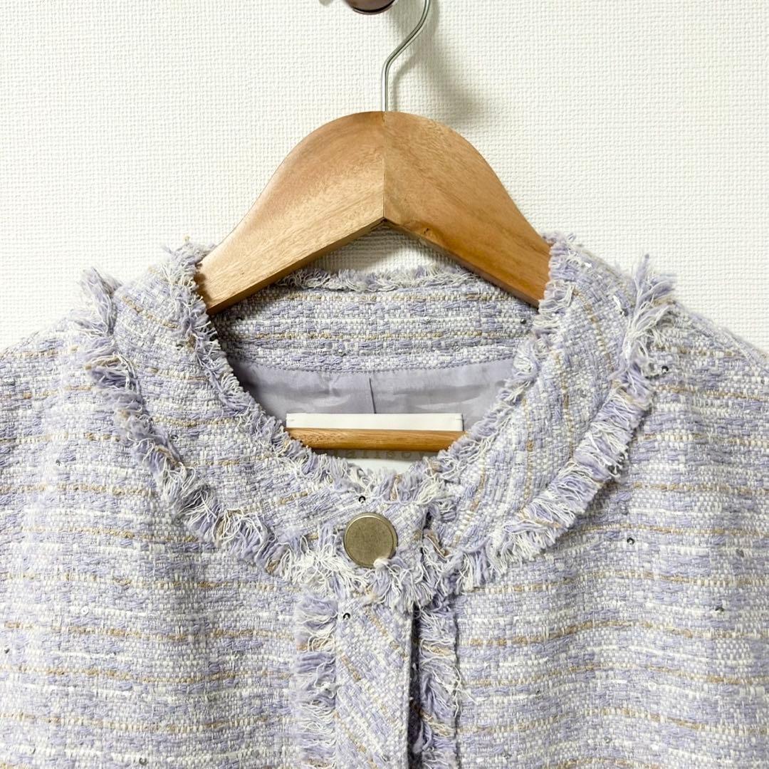 美品✨Ballsey シークインツイード クルーネックジレ　パープル