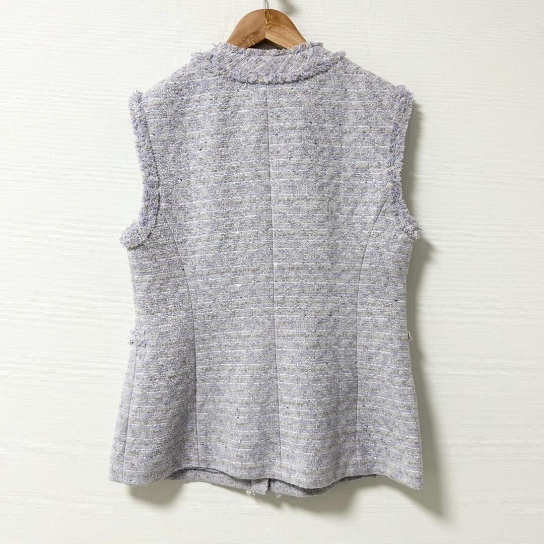美品✨Ballsey シークインツイード クルーネックジレ　パープル
