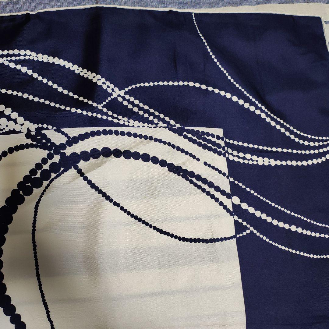 Christian Dior ネイビー ドットスカーフ 約75cm