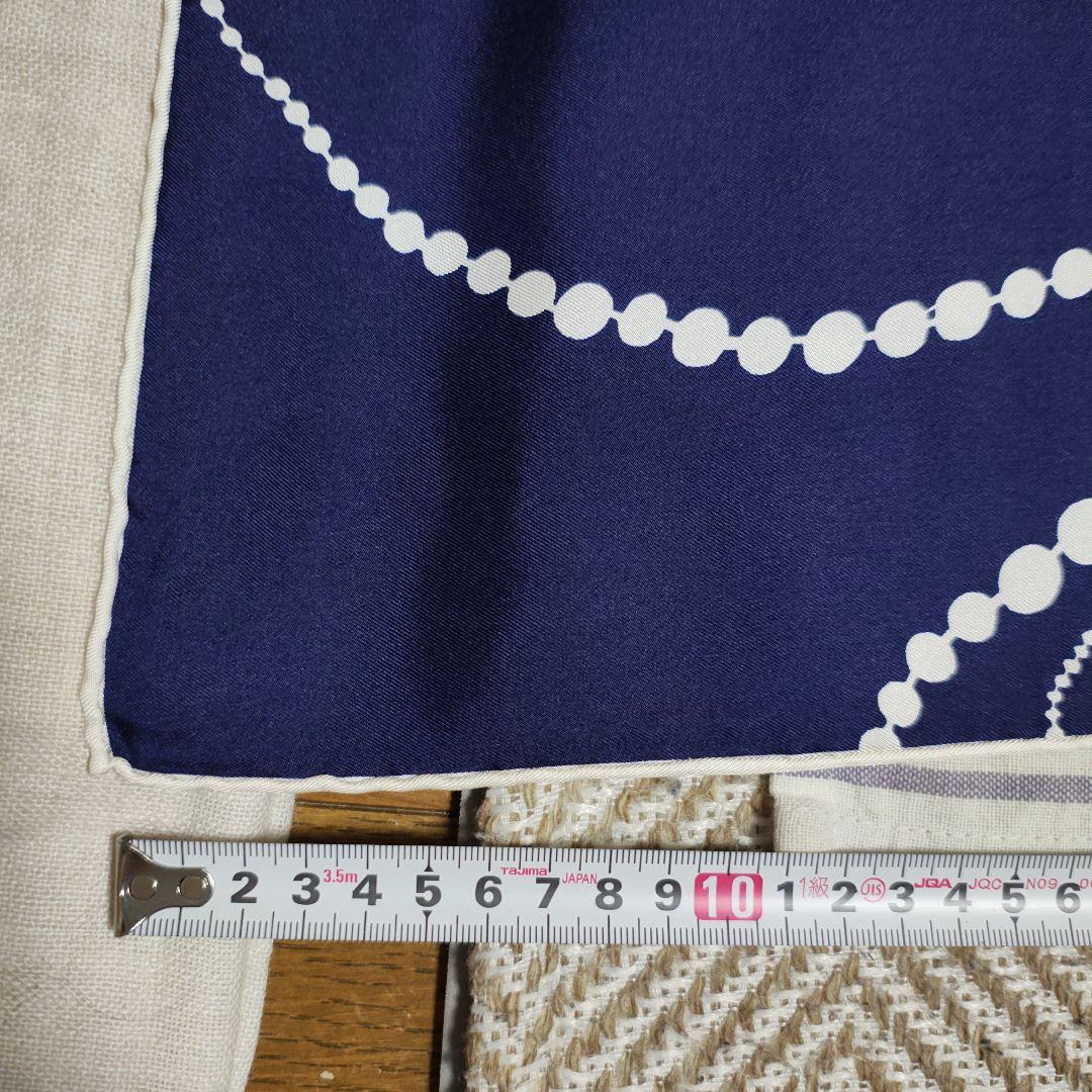 Christian Dior ネイビー ドットスカーフ 約75cm