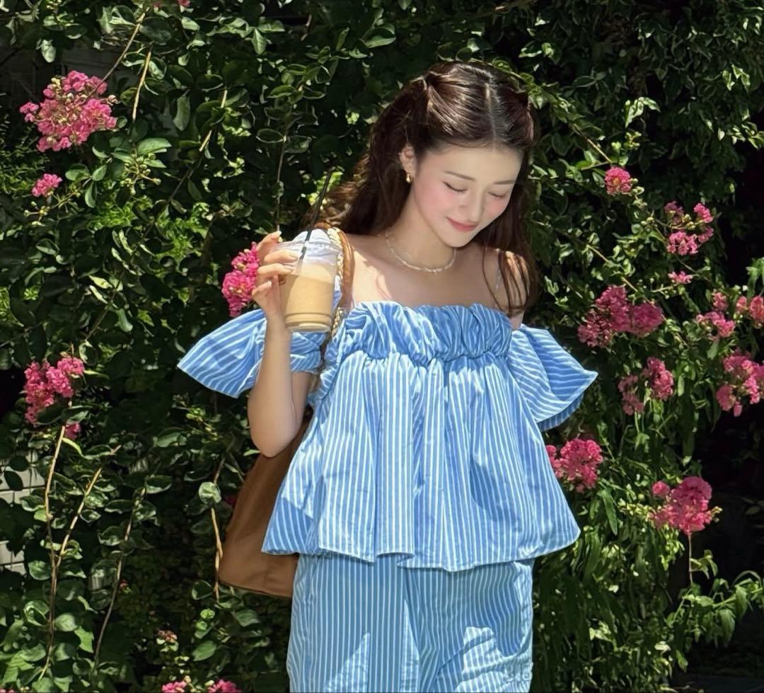 Bibiy. DONNA STRIPED BUSTIER オフショルトップス