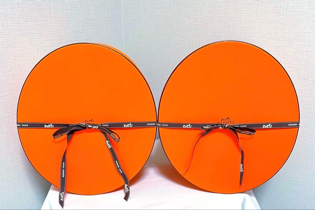 【未使用】HERMES 帽子用　オレンジ　ギフト　ボックス（楕円形）　2個