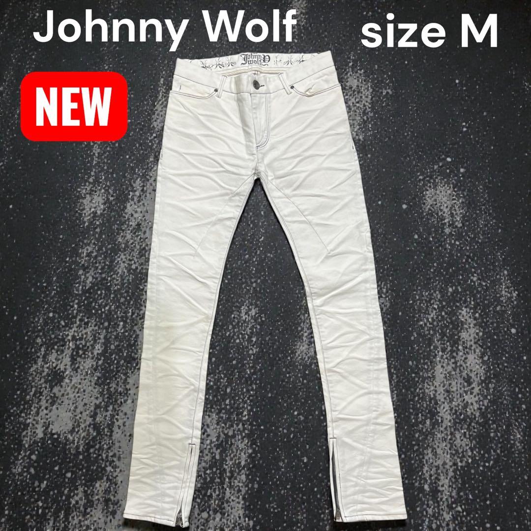 JOHNNY WOLF 裾ZIP ホワイト　スキニー　Mサイズ