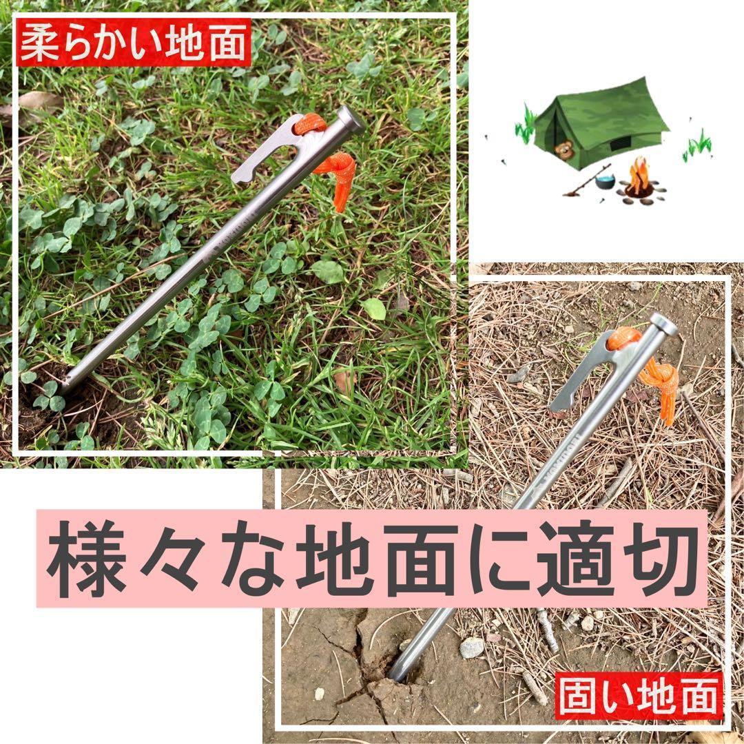 MOMIDORIヘッド付きチタンペグ　夜光固定ロープ付き 30cm 10本セット