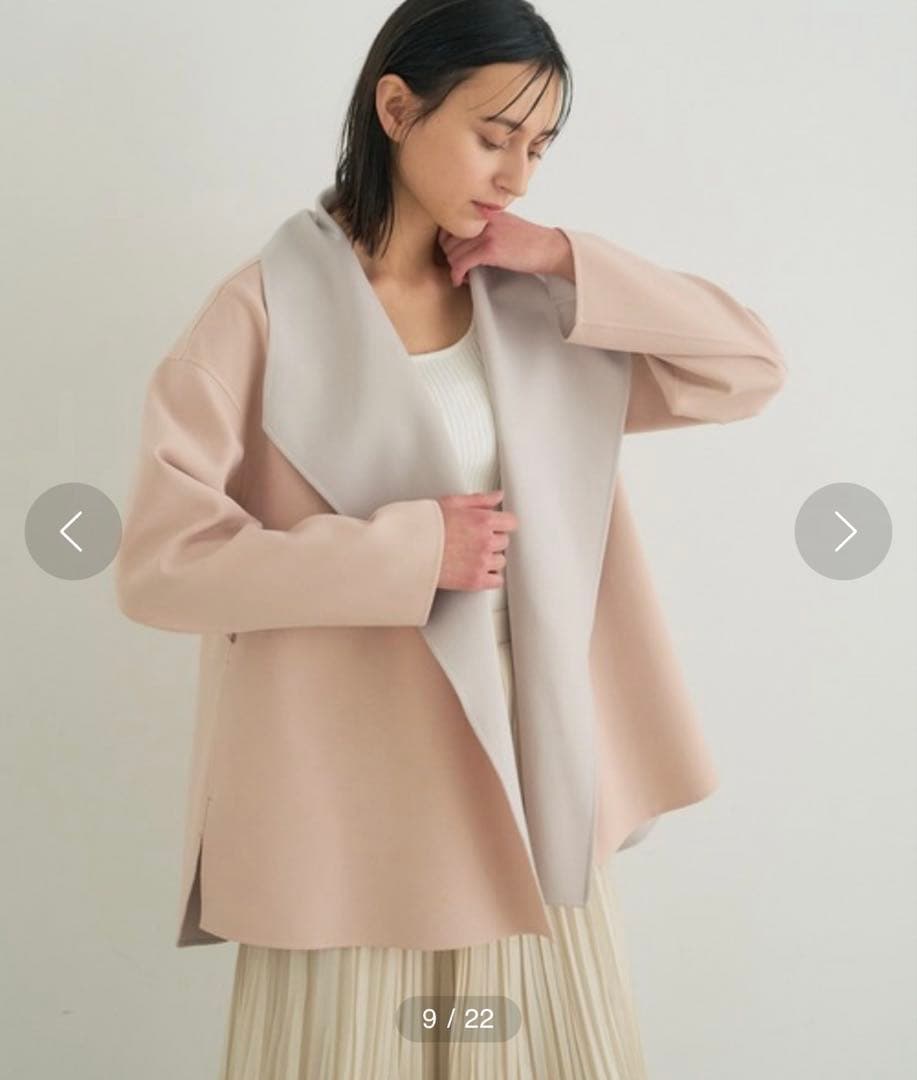新品☆ANAYI カラーリバービッグカラーコート　ベルト付き/23区、セオリー