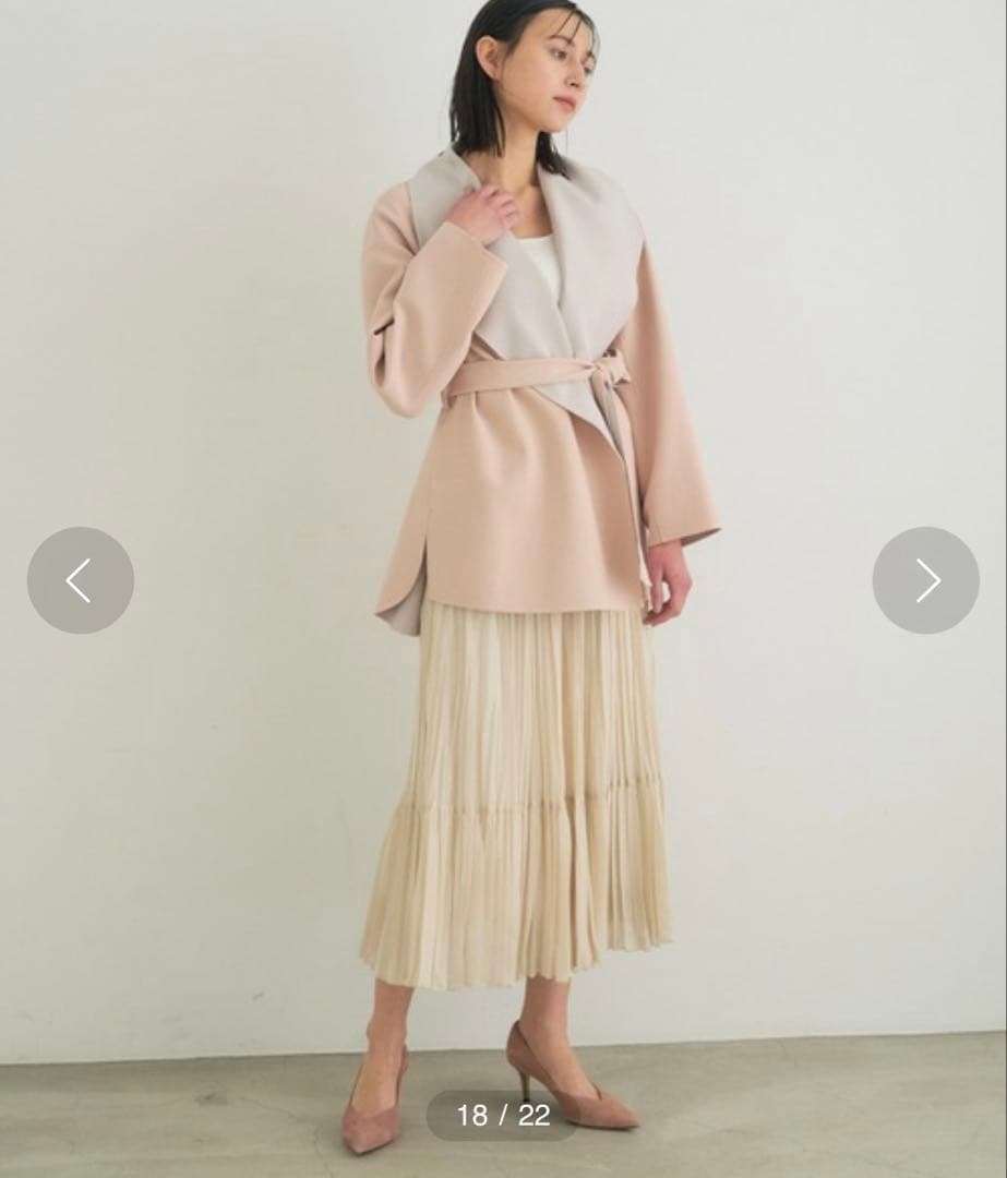 新品☆ANAYI カラーリバービッグカラーコート　ベルト付き/23区、セオリー