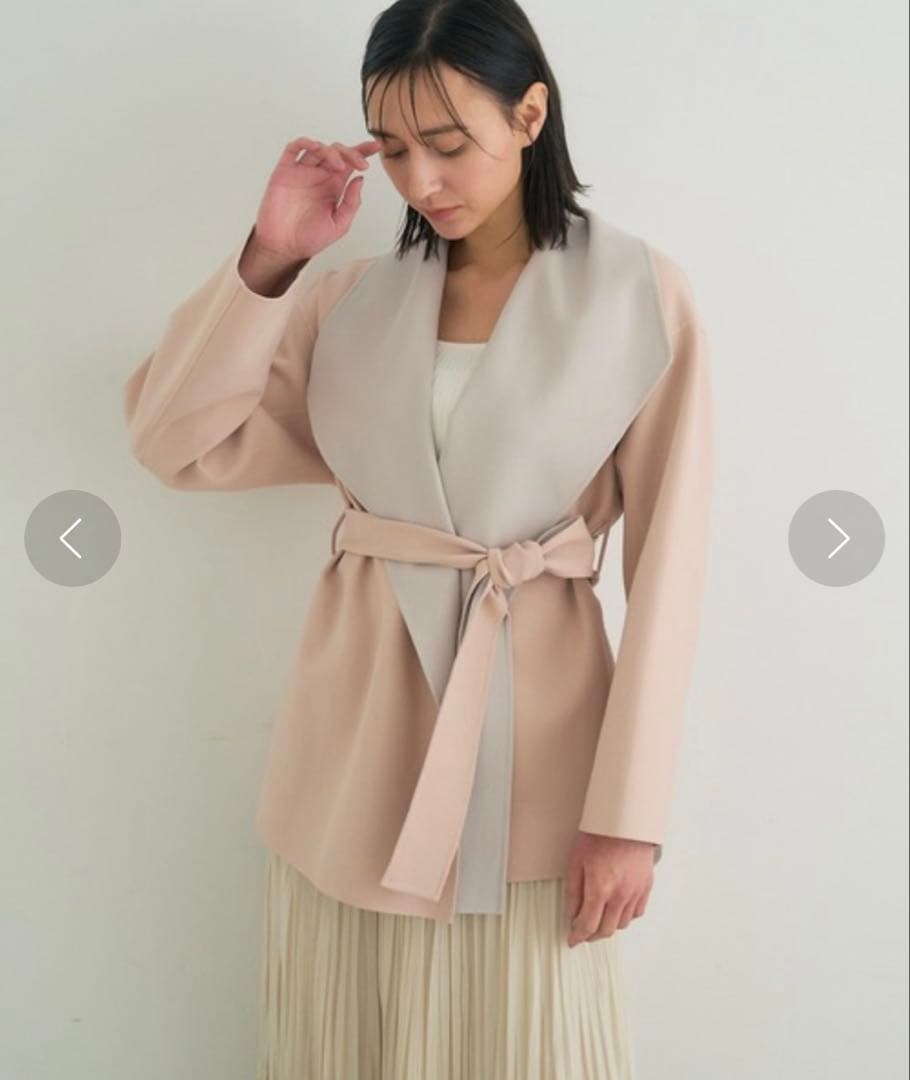 新品☆ANAYI カラーリバービッグカラーコート　ベルト付き/23区、セオリー