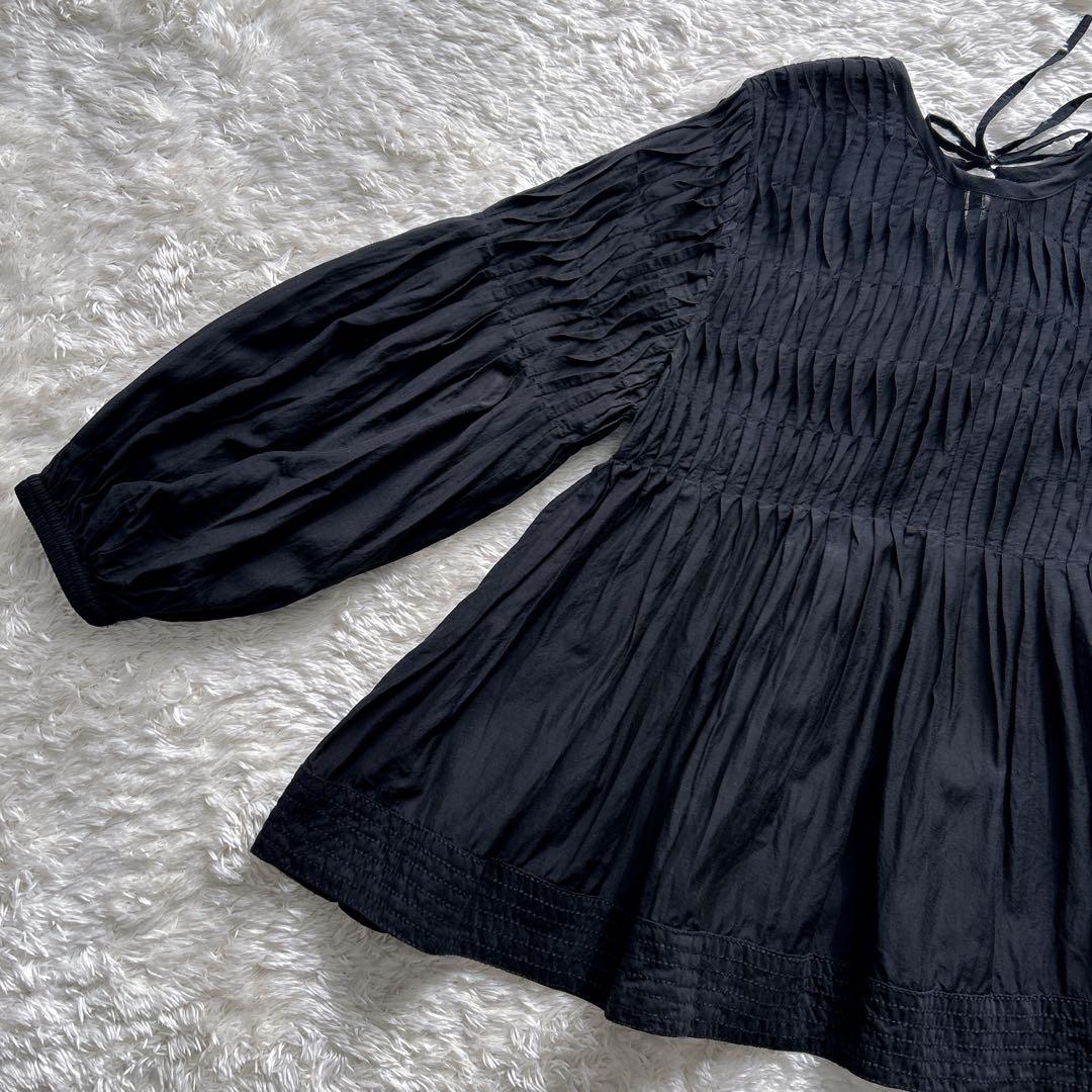 TORRAZZO DONNA ピンタックバッグリボンブラウス トラッゾドンナ 黒