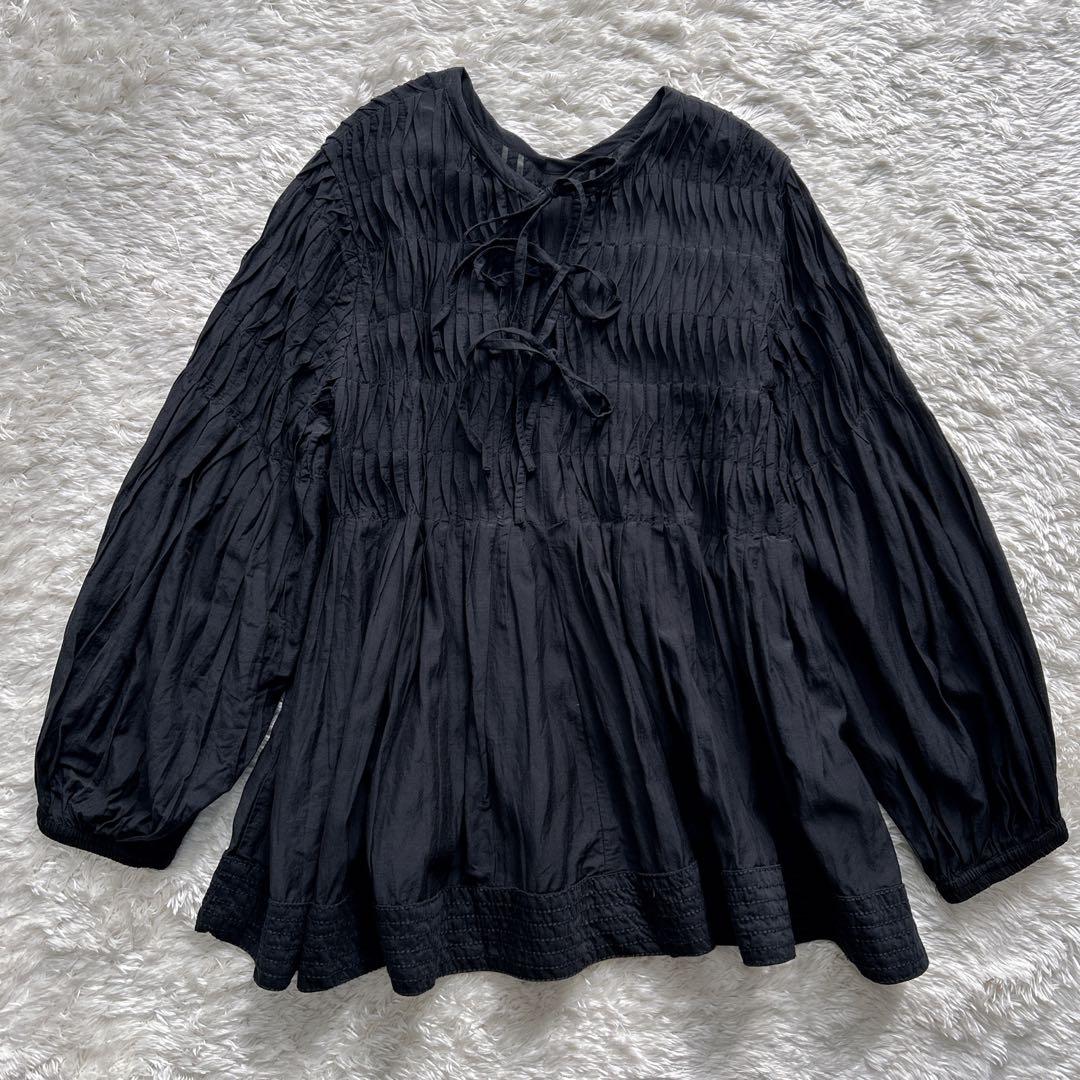 TORRAZZO DONNA ピンタックバッグリボンブラウス トラッゾドンナ 黒