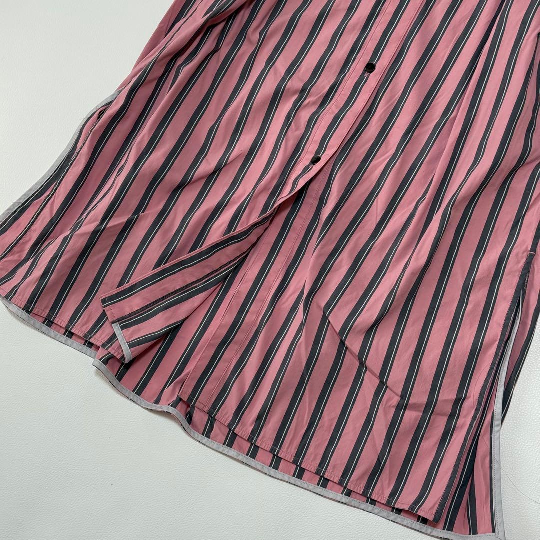 美品✨ TICCA ストライプ シャツワンピース 日本製 バンドカラー 近年