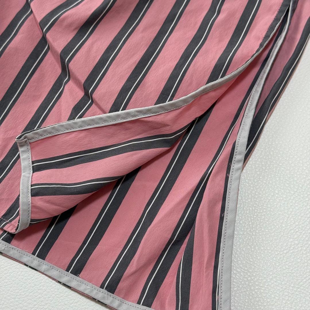 美品✨ TICCA ストライプ シャツワンピース 日本製 バンドカラー 近年