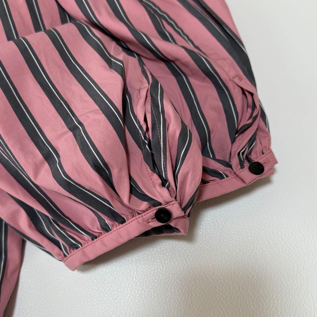 美品✨ TICCA ストライプ シャツワンピース 日本製 バンドカラー 近年