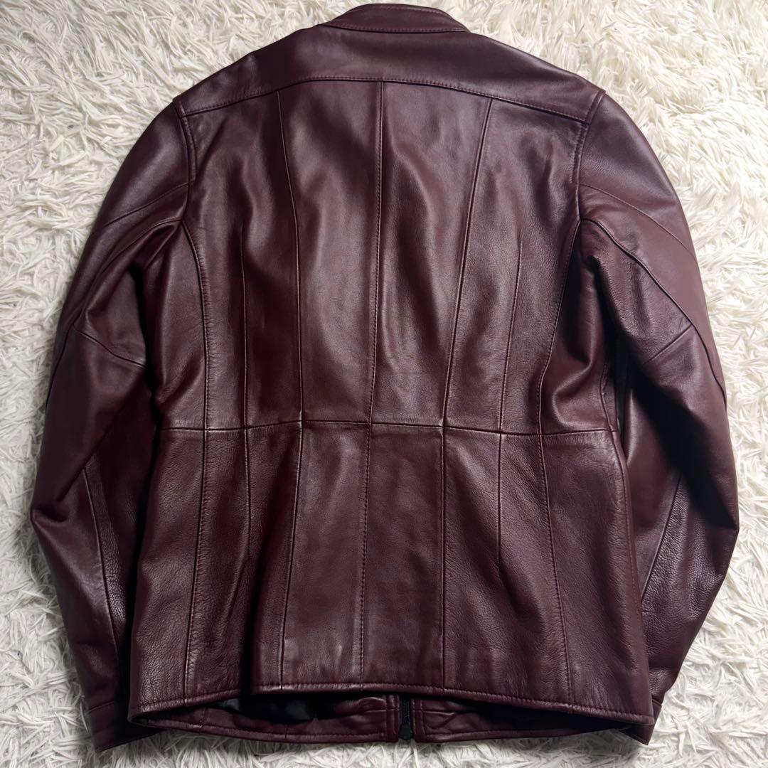 【美品】NICOLE 羊革 ラムレザー シングルライダース ボルドー 46