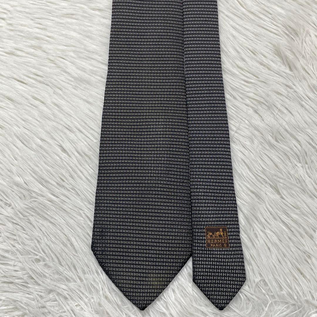 TG3139 HERMES エルメス パターン柄 シルク ネクタイ フランス製