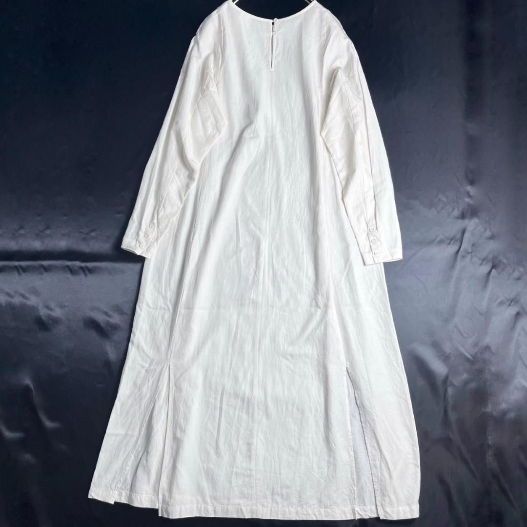 美品　iki イキ　キュプラ　コットン　ウール　Aライン　ロングワンピース　F