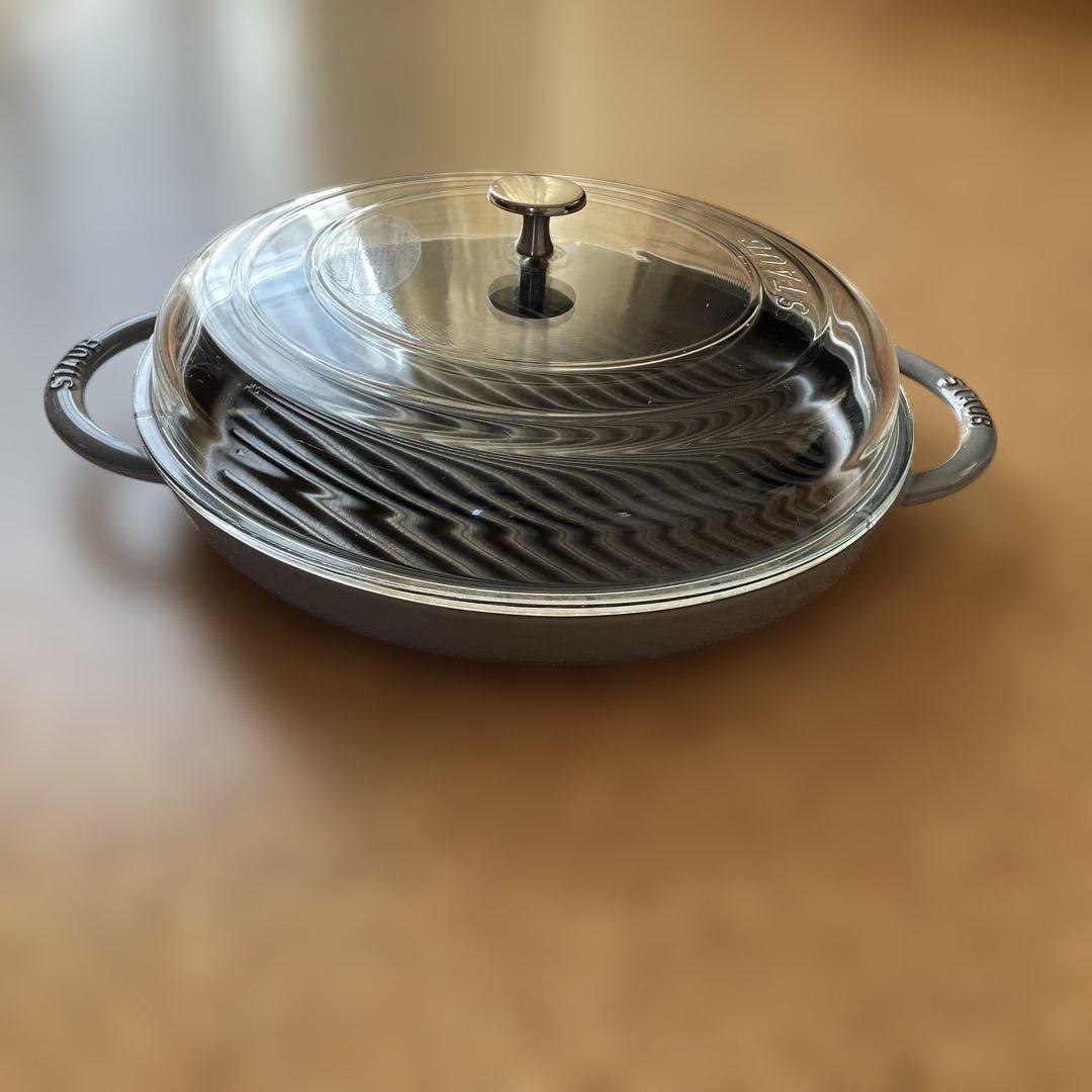 STAUB グリルパン 30cm ガラス蓋付き