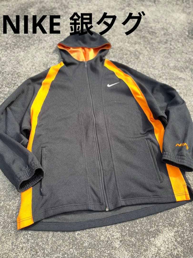 90s NIKE 銀タグ ジップパーカー M バスケ ビッグロゴ y2k