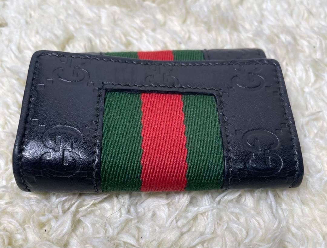 GUCCI 6連キーケース_グッチシマレザー　レザー/ブラック　箱、保存袋付属