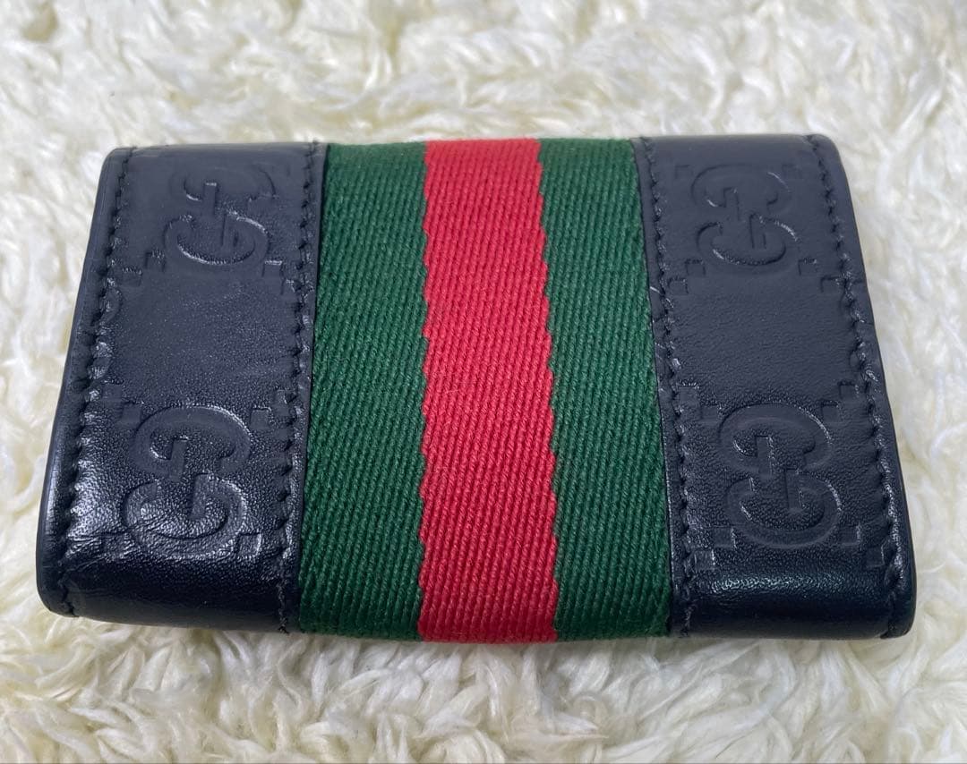 GUCCI 6連キーケース_グッチシマレザー　レザー/ブラック　箱、保存袋付属