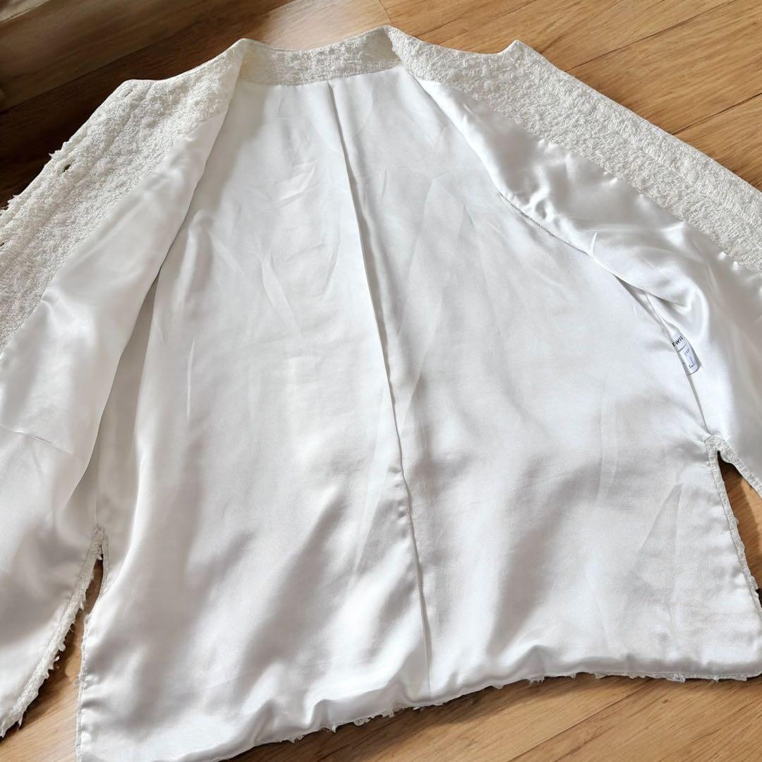 TWILL ツイル ツイードベスト ジレ ホワイト　オケージョン