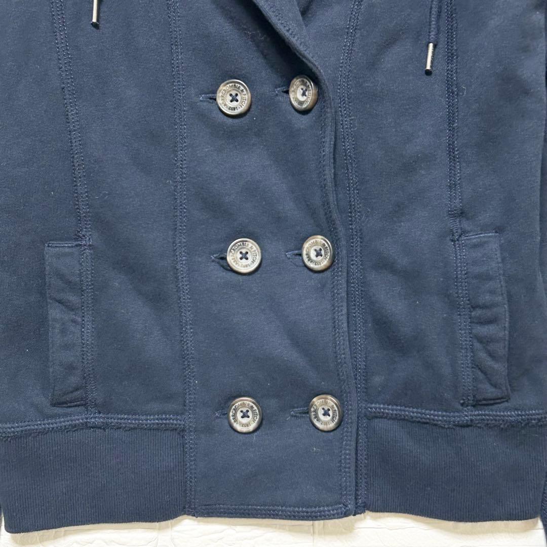 アバクロンビー&フィッチ　アバクロ　パーカー　ファー　ダブルボタン　紺　【M】