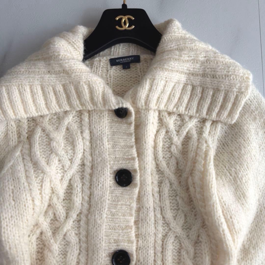 美品 BURBERRY LONDON ニット カーディガン ケーブル編み