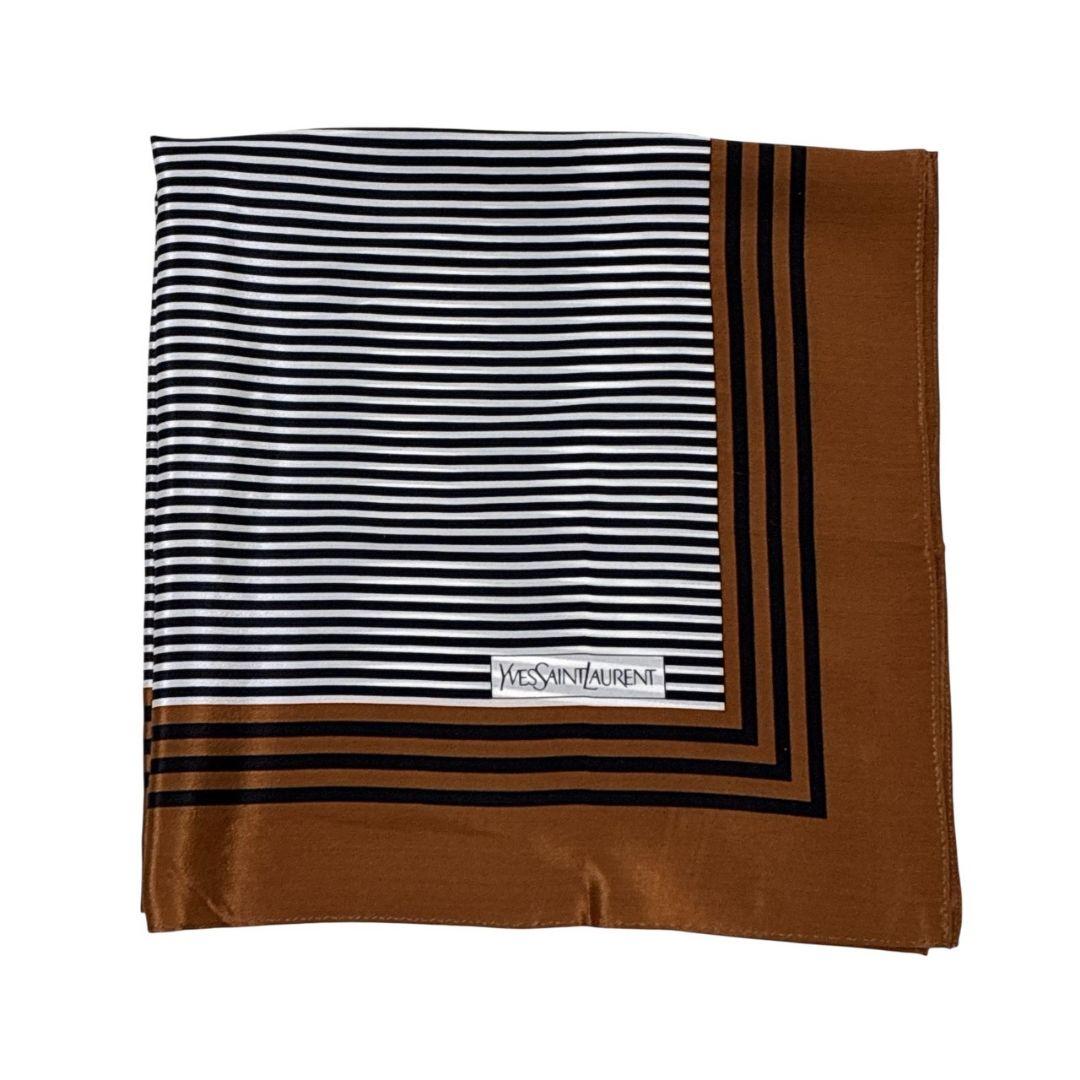 極美品★YVES SAINT LAURENT シルク100% スカーフ ストール