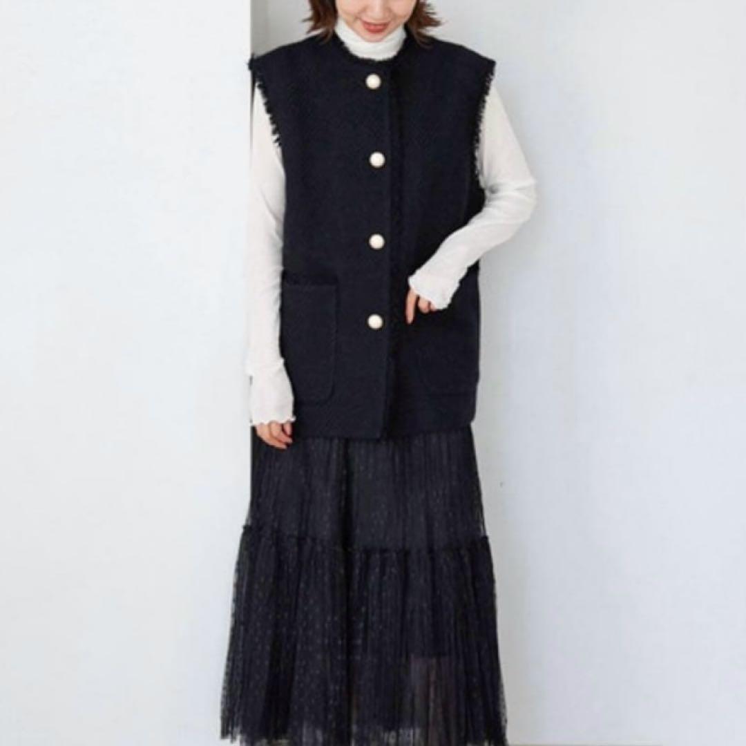 美品♡ イエナ ツイードジレ パールボタン ブラック 定価29,700円