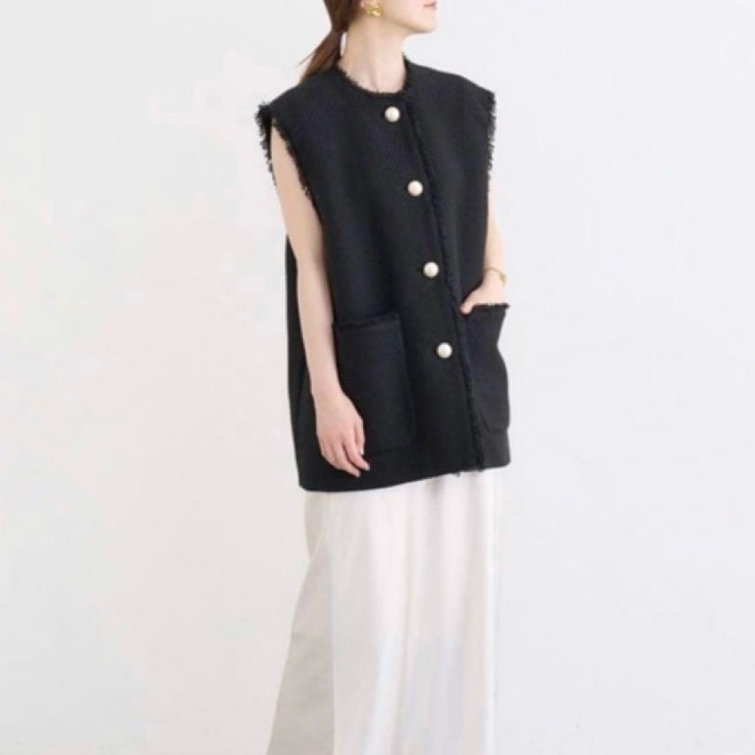 美品♡ イエナ ツイードジレ パールボタン ブラック 定価29,700円