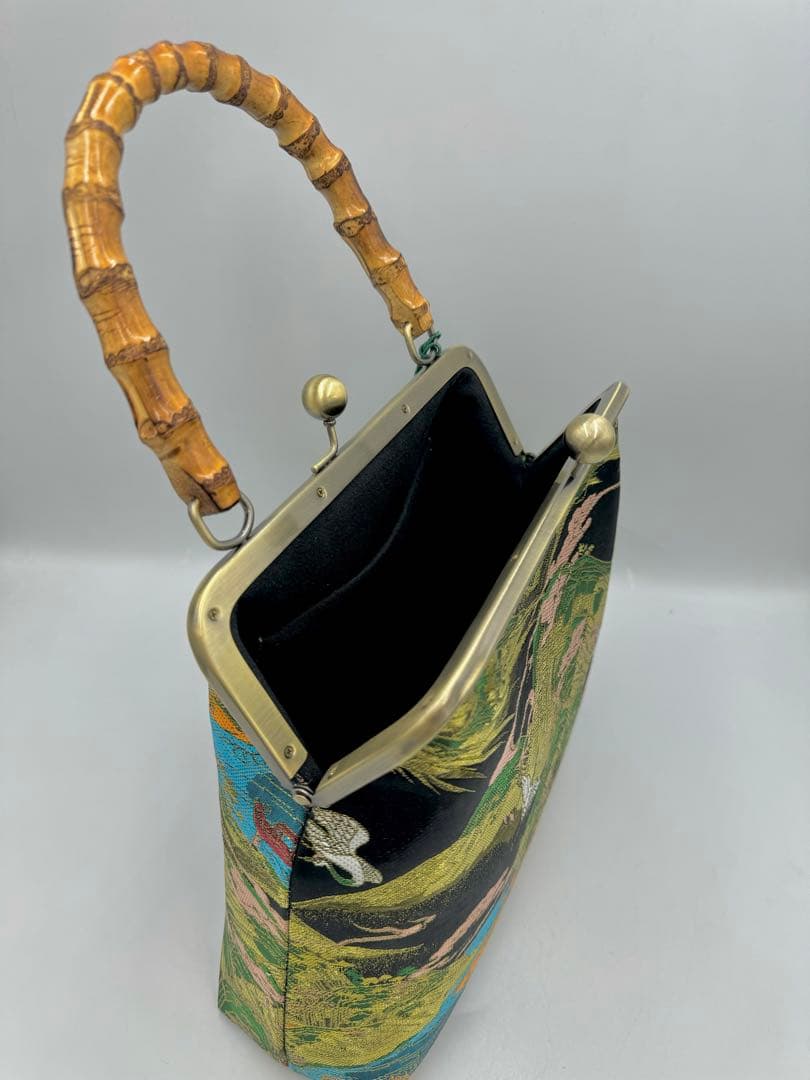 和柄　西陣織金襴 金糸 ラメ糸【ハンドメイド】がま口バッグ　#B203