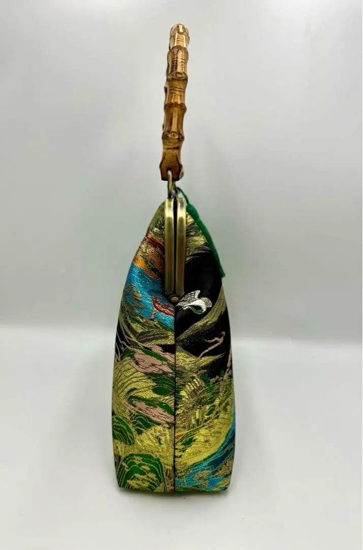 和柄　西陣織金襴 金糸 ラメ糸【ハンドメイド】がま口バッグ　#B203