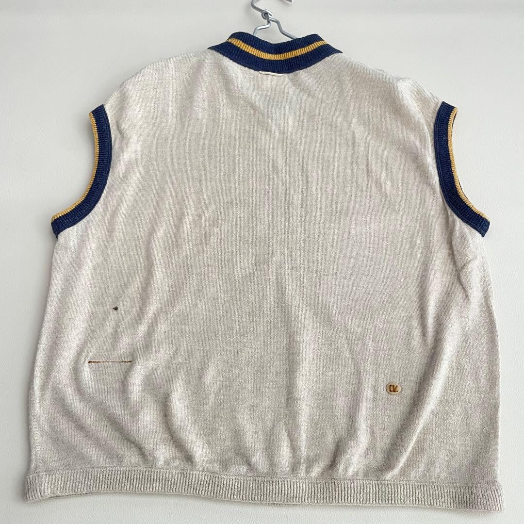 美品✨45R SDL チルデンニットベスト Vネック R刺繍　コットン　F
