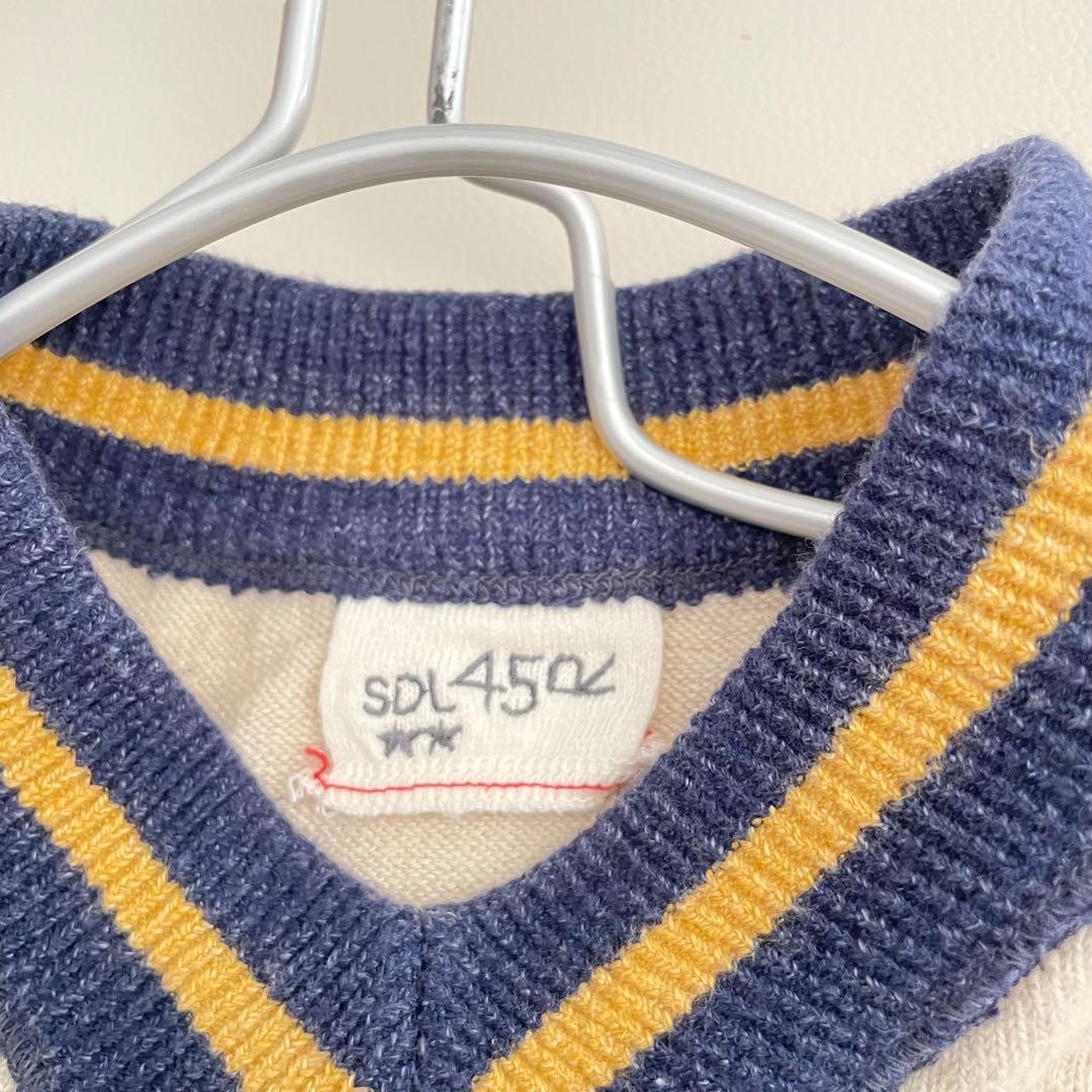 美品✨45R SDL チルデンニットベスト Vネック R刺繍　コットン　F